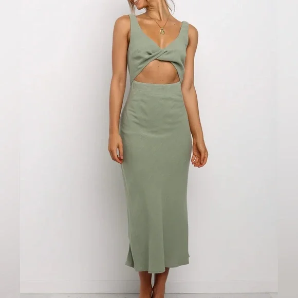 SOLD NWT Petal & Pup APOLLO cut out DRESS - OLIVE - Picture 3 of 5